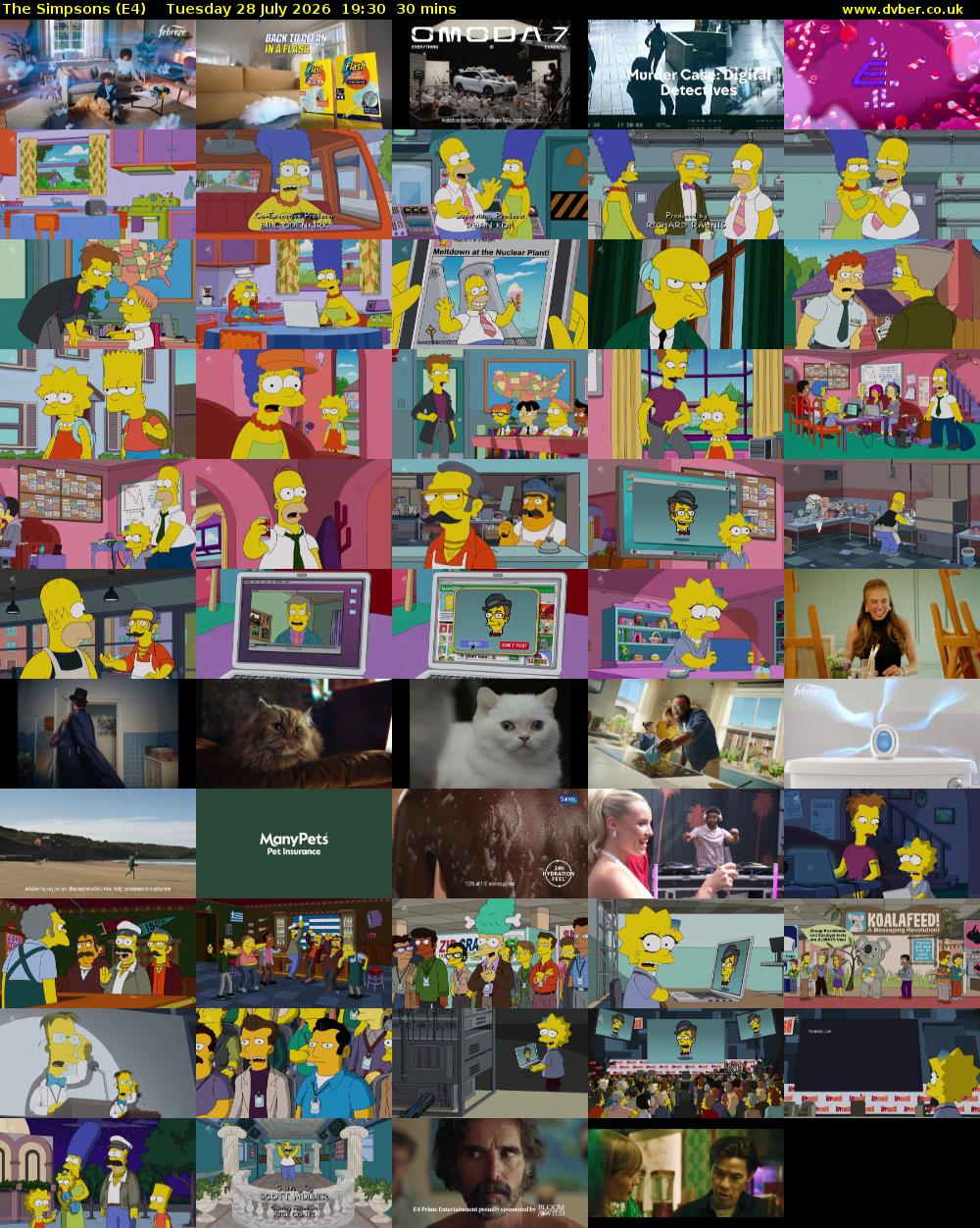 The Simpsons (E4) Tuesday 28 July 2026 19:30 - 20:00