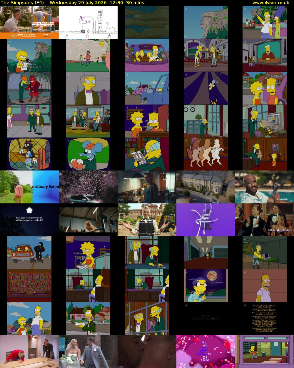 The Simpsons (E4) Wednesday 29 July 2026 12:30 - 13:00