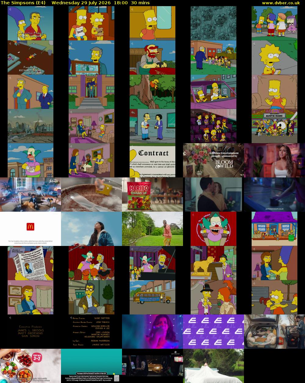 The Simpsons (E4) Wednesday 29 July 2026 18:00 - 18:30