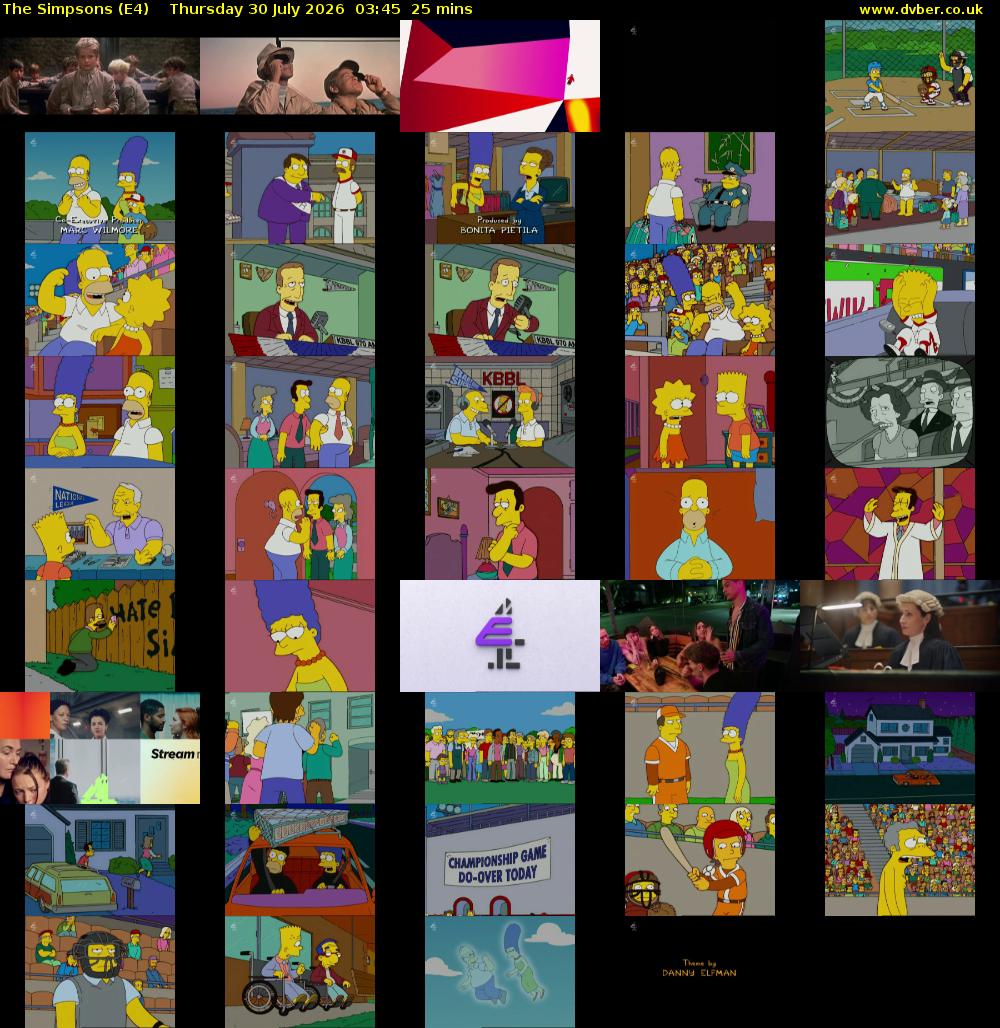 The Simpsons (E4) Thursday 30 July 2026 03:45 - 04:10