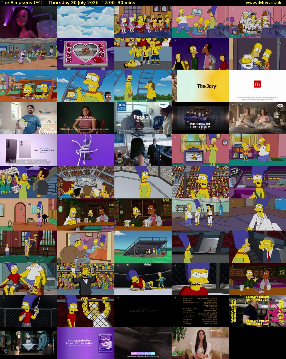 The Simpsons (E4) Thursday 30 July 2026 12:00 - 12:30