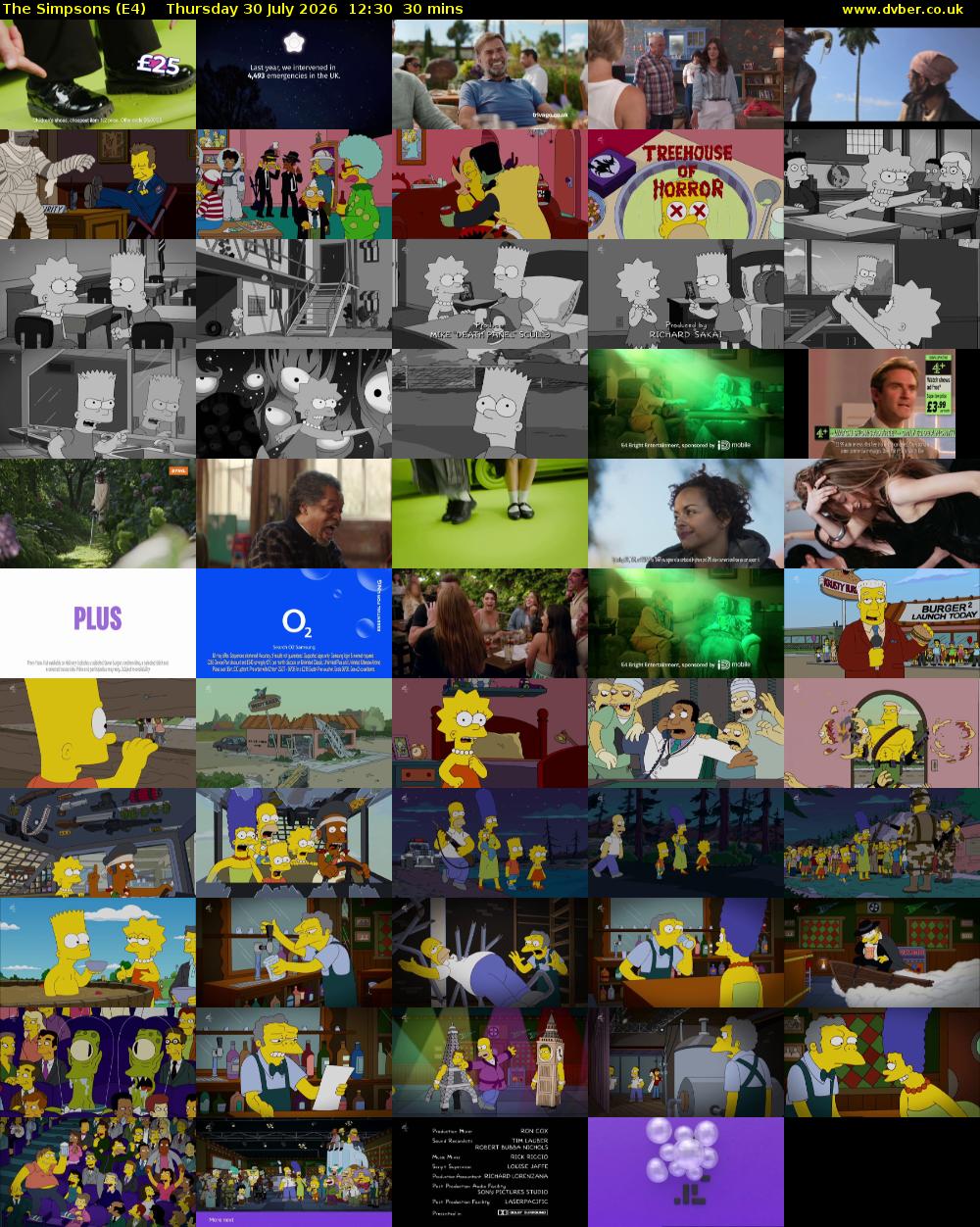 The Simpsons (E4) Thursday 30 July 2026 12:30 - 13:00