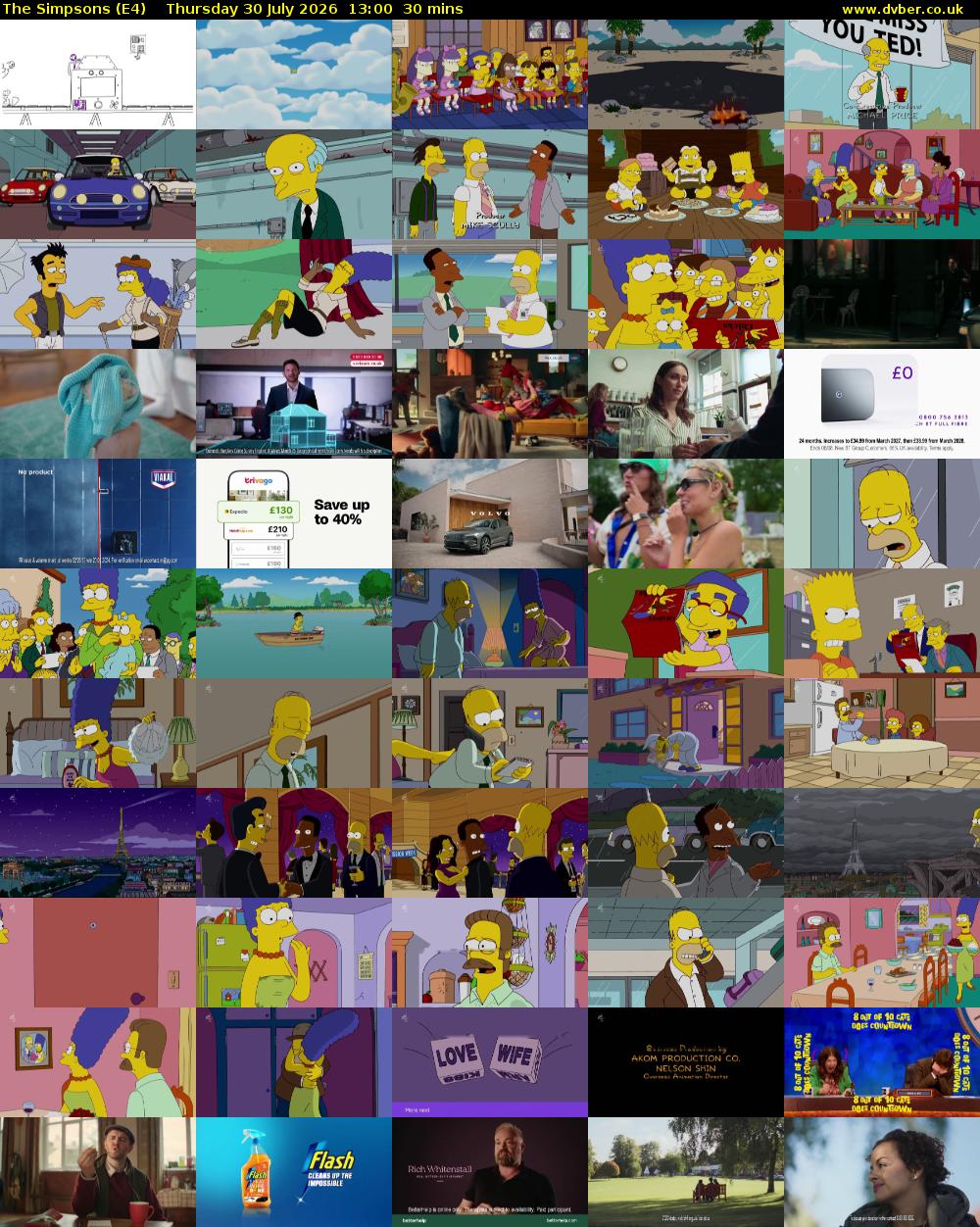 The Simpsons (E4) Thursday 30 July 2026 13:00 - 13:30