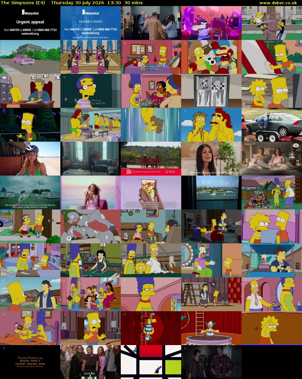 The Simpsons (E4) Thursday 30 July 2026 13:30 - 14:00