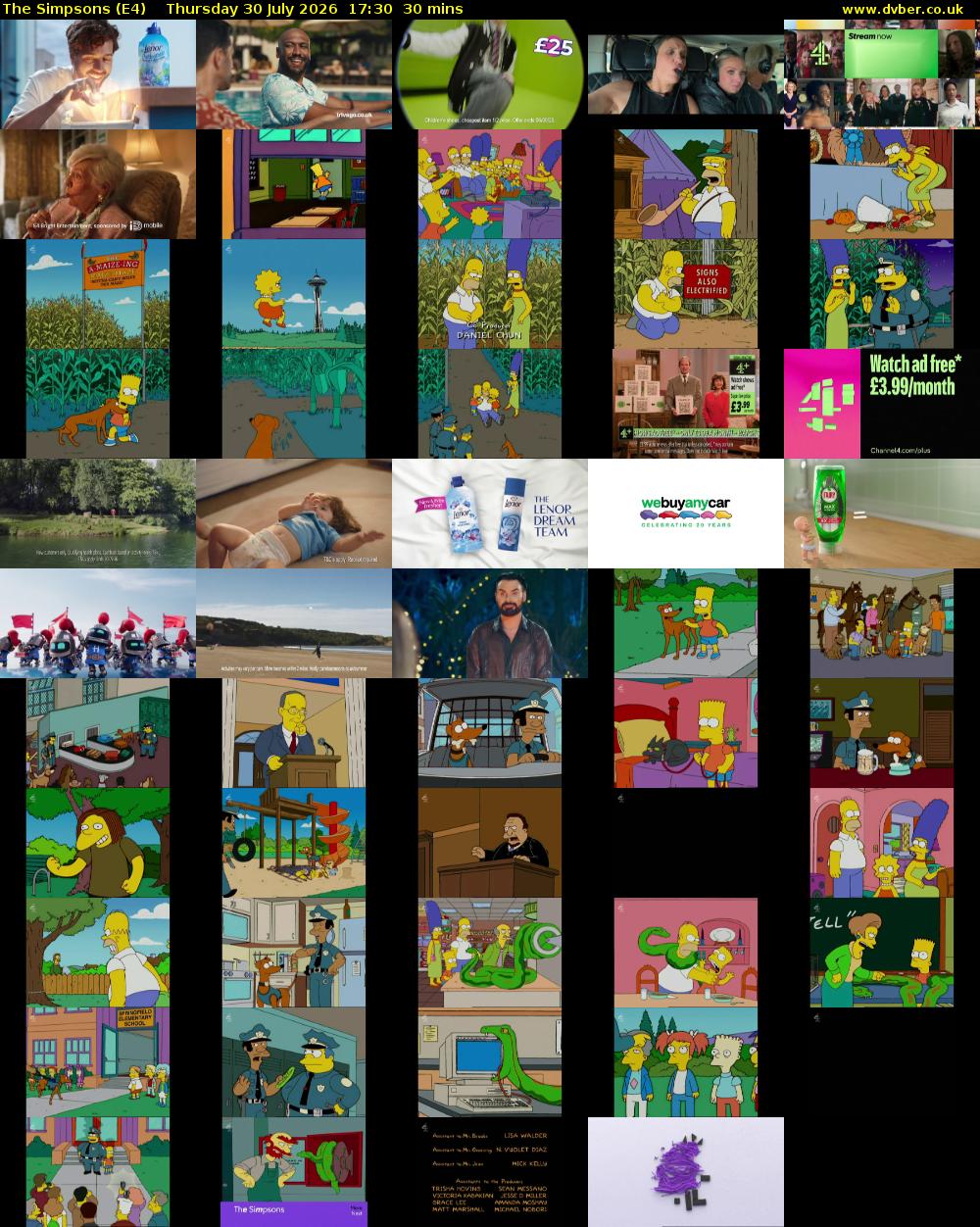 The Simpsons (E4) Thursday 30 July 2026 17:30 - 18:00