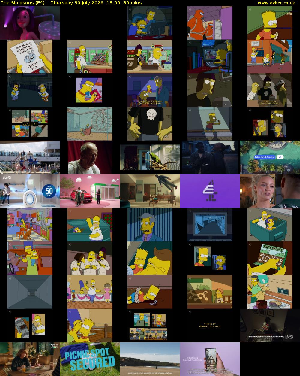 The Simpsons (E4) Thursday 30 July 2026 18:00 - 18:30