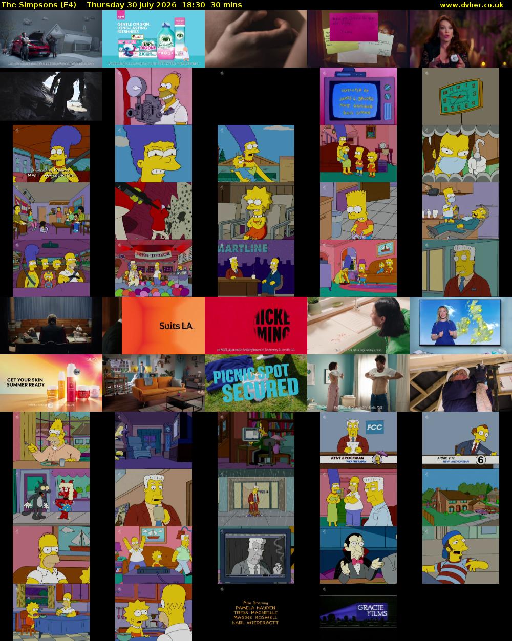 The Simpsons (E4) Thursday 30 July 2026 18:30 - 19:00