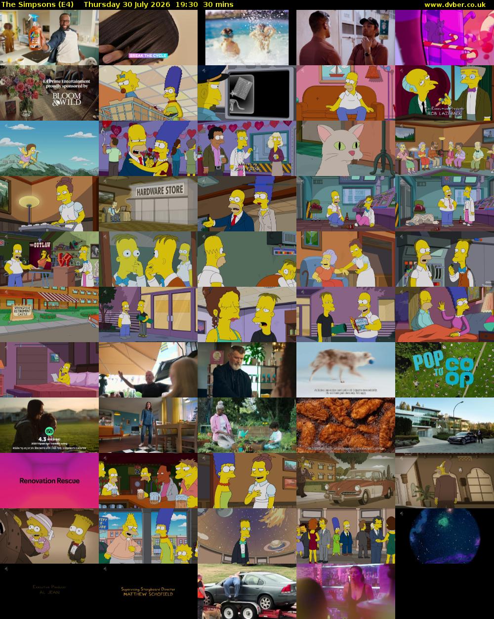 The Simpsons (E4) Thursday 30 July 2026 19:30 - 20:00