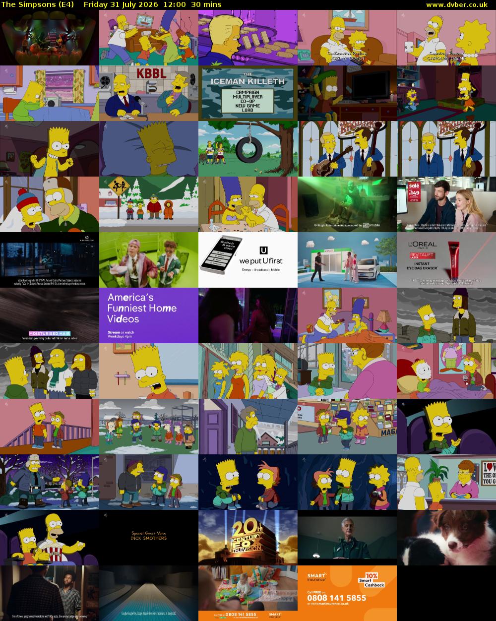 The Simpsons (E4) Friday 31 July 2026 12:00 - 12:30