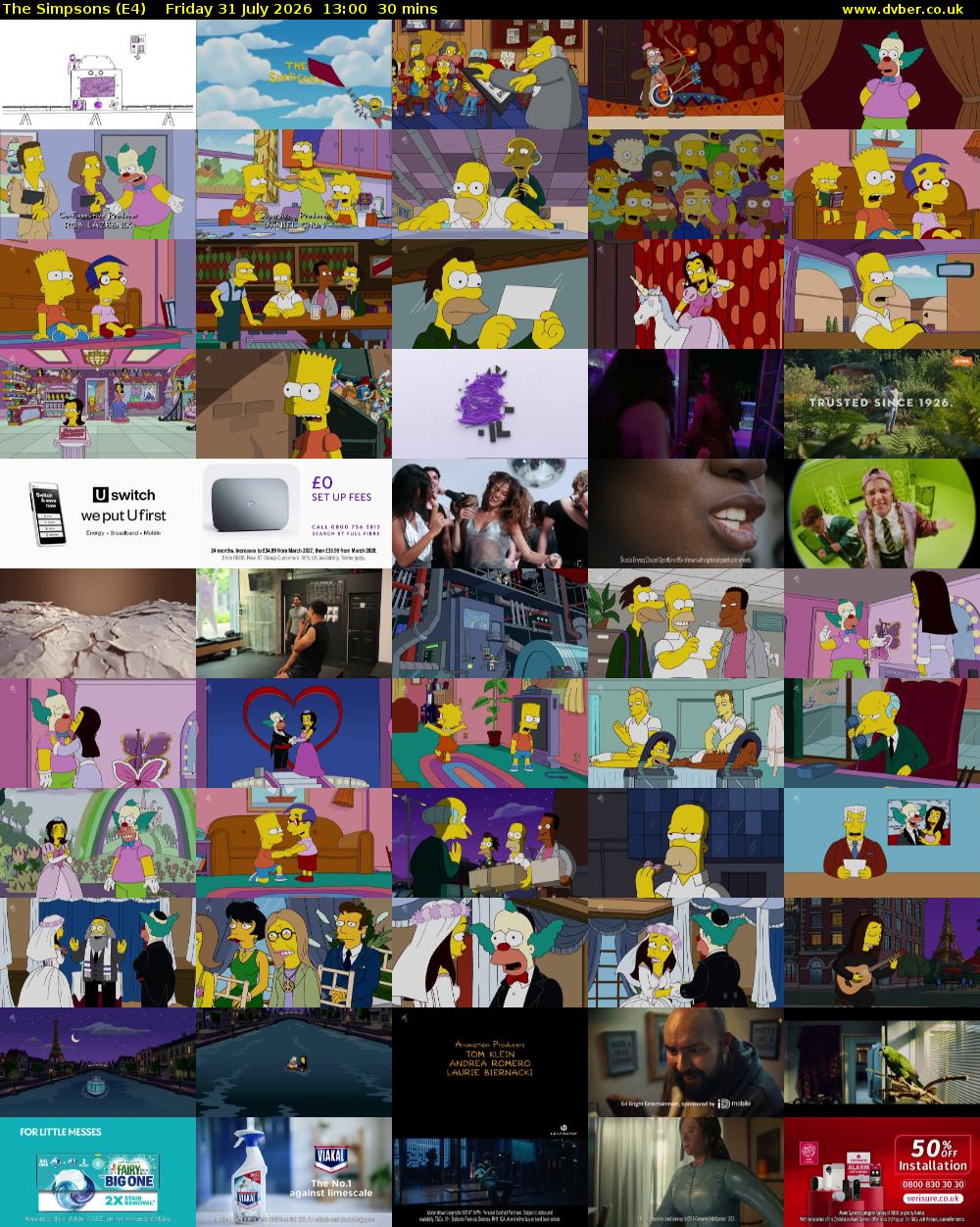 The Simpsons (E4) Friday 31 July 2026 13:00 - 13:30