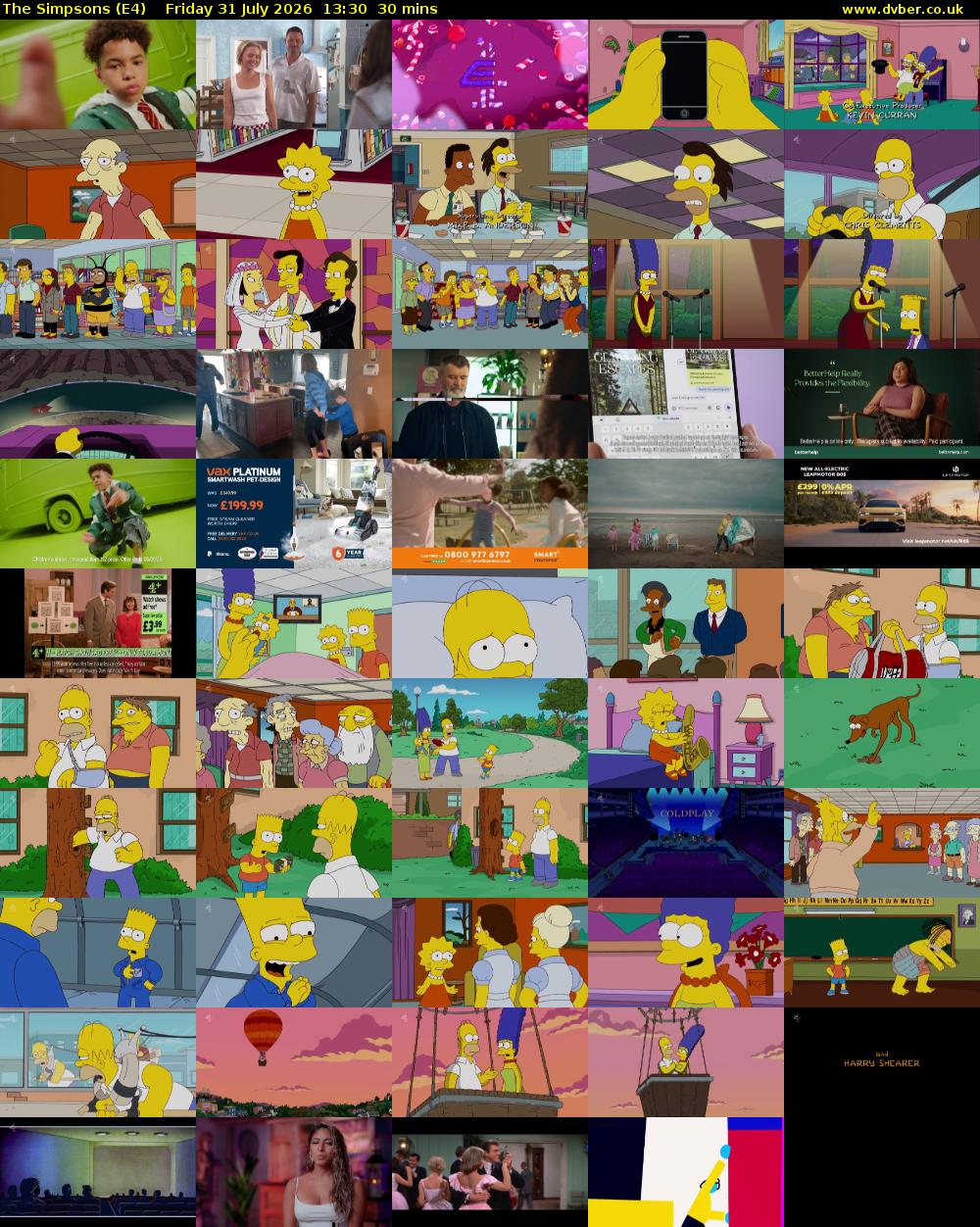 The Simpsons (E4) Friday 31 July 2026 13:30 - 14:00