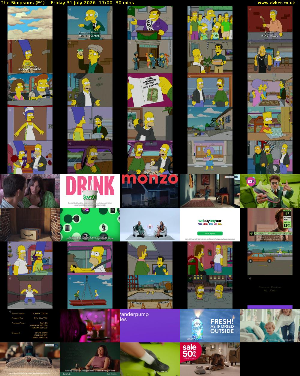 The Simpsons (E4) Friday 31 July 2026 17:00 - 17:30