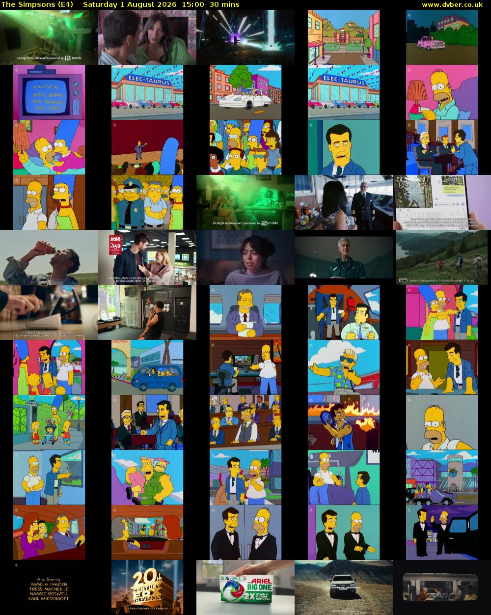 The Simpsons (E4) Saturday 1 August 2026 15:00 - 15:30