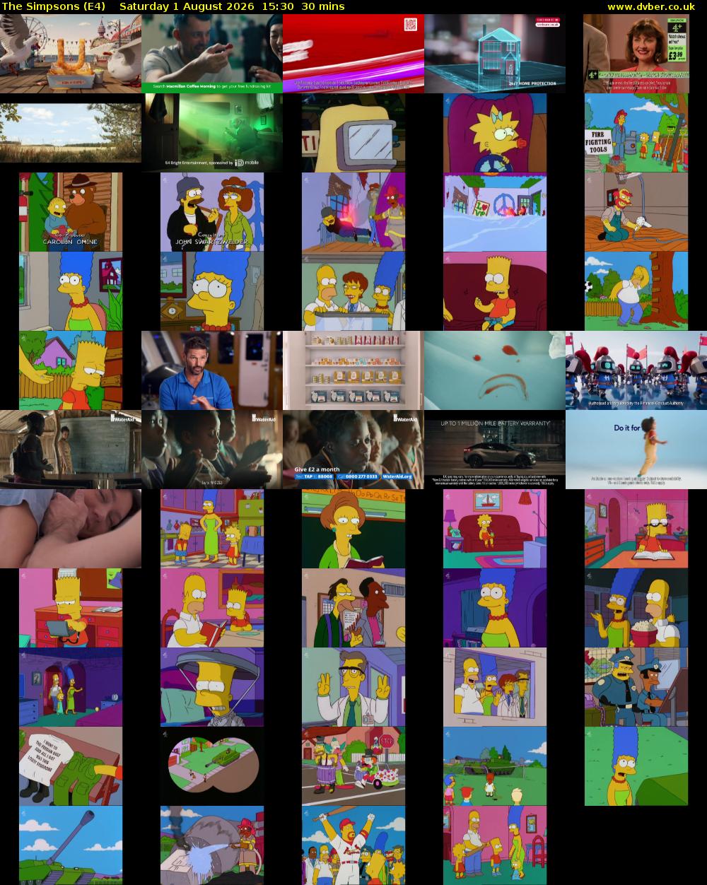 The Simpsons (E4) Saturday 1 August 2026 15:30 - 16:00