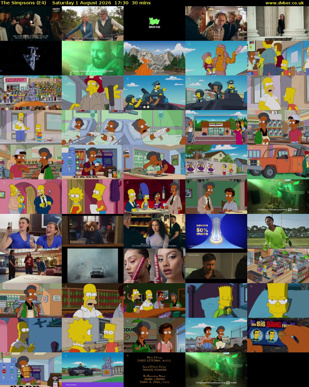 The Simpsons (E4) Saturday 1 August 2026 17:30 - 18:00