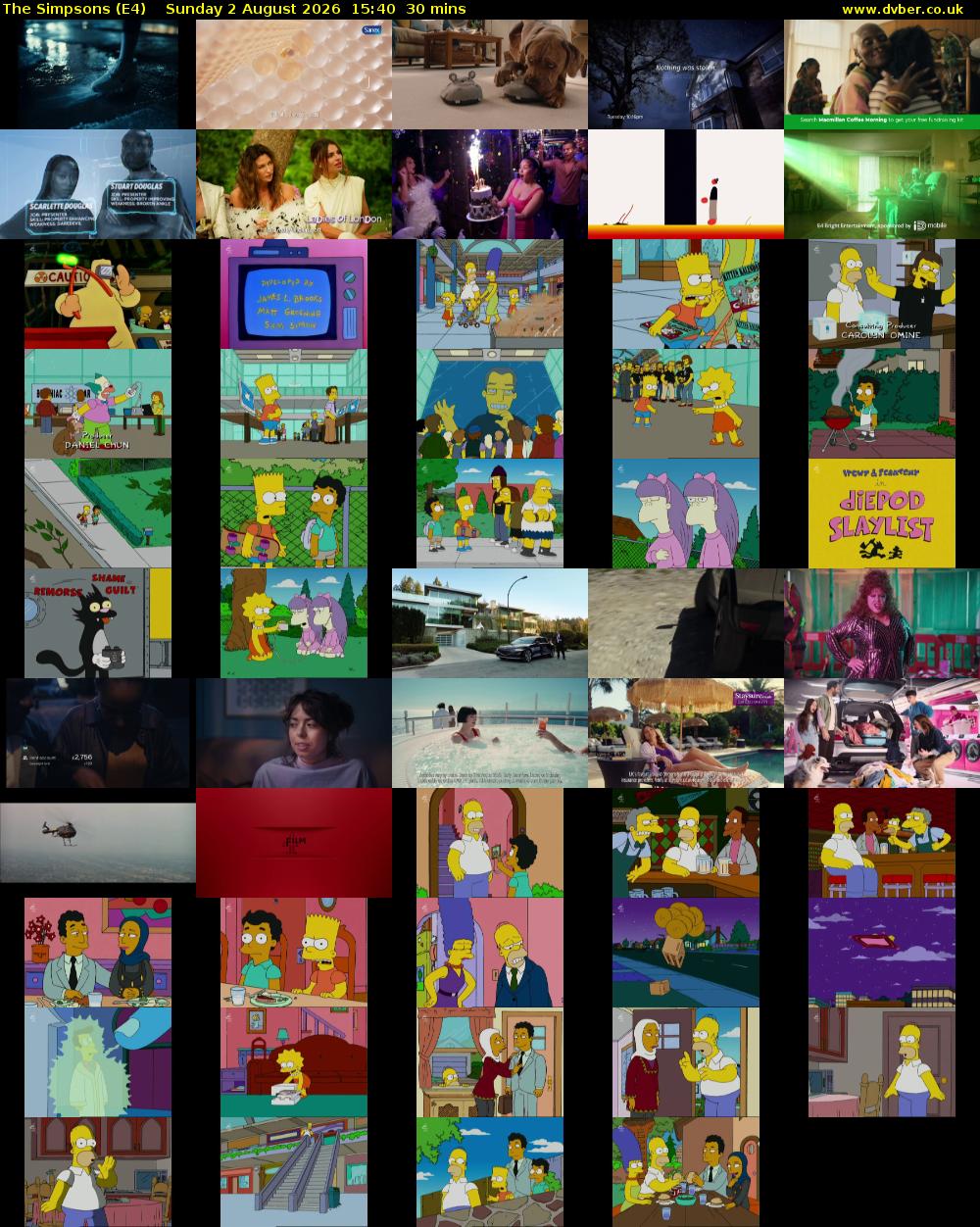 The Simpsons (E4) Sunday 2 August 2026 15:40 - 16:10