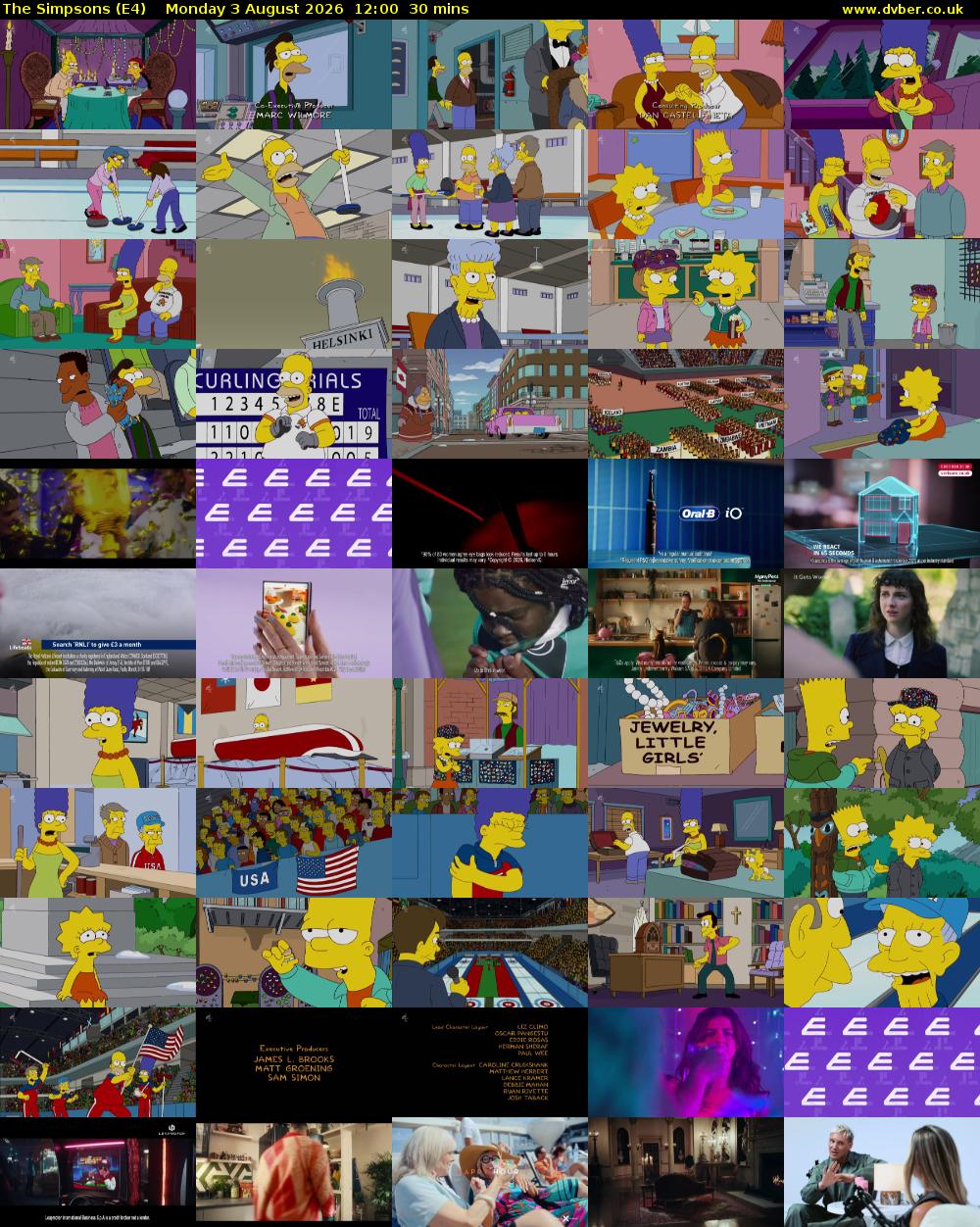 The Simpsons (E4) Monday 3 August 2026 12:00 - 12:30
