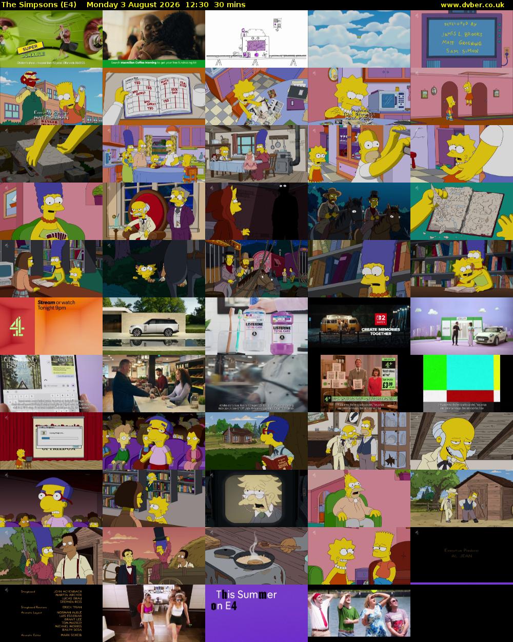 The Simpsons (E4) Monday 3 August 2026 12:30 - 13:00