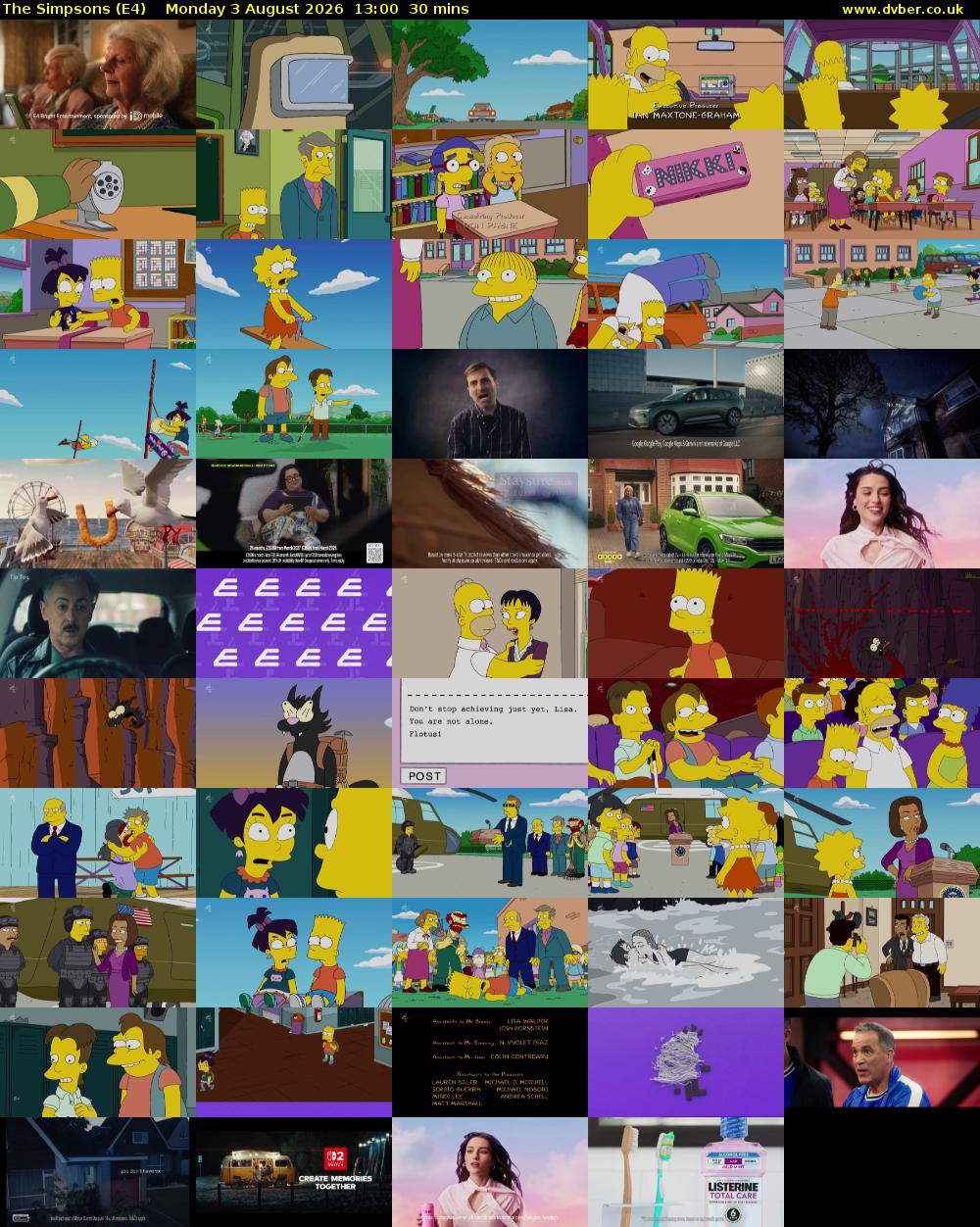 The Simpsons (E4) Monday 3 August 2026 13:00 - 13:30