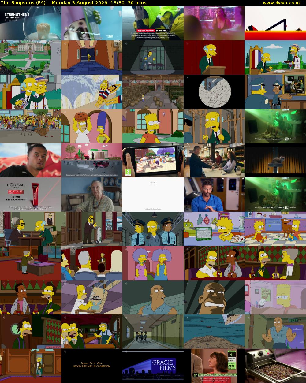The Simpsons (E4) Monday 3 August 2026 13:30 - 14:00