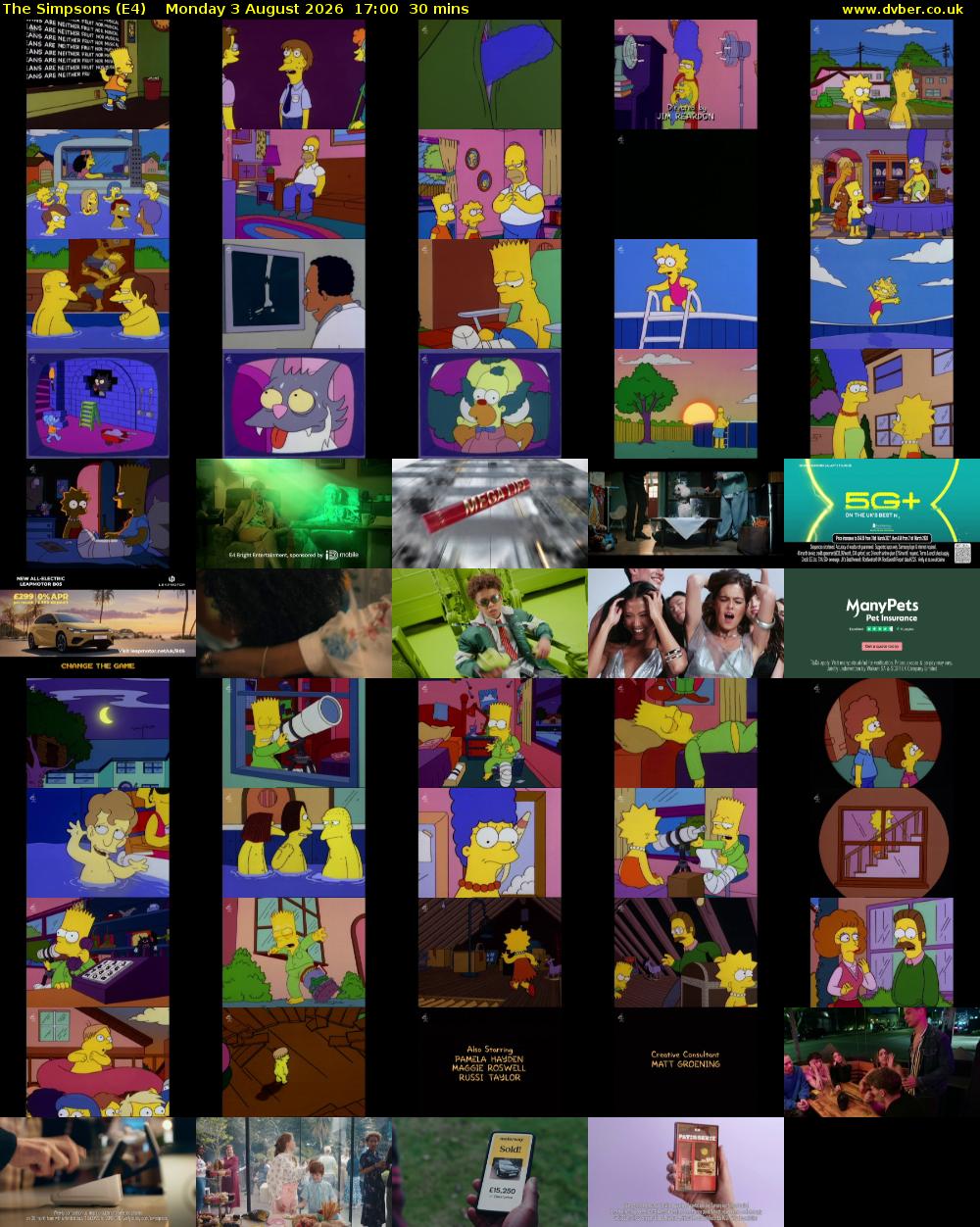 The Simpsons (E4) Monday 3 August 2026 17:00 - 17:30