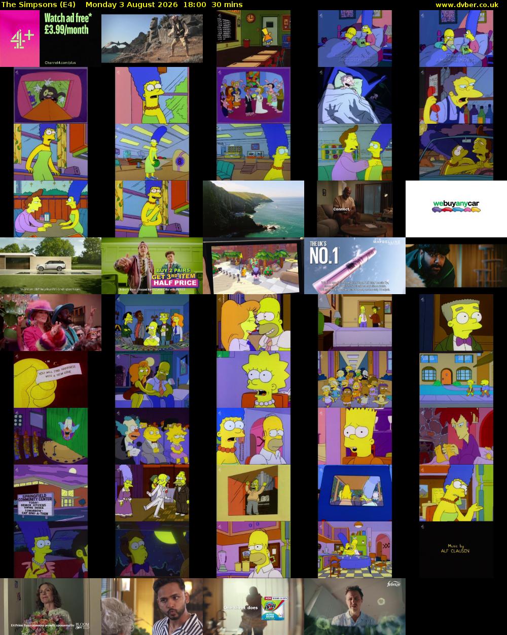 The Simpsons (E4) Monday 3 August 2026 18:00 - 18:30