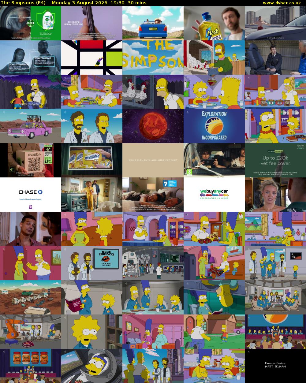 The Simpsons (E4) Monday 3 August 2026 19:30 - 20:00