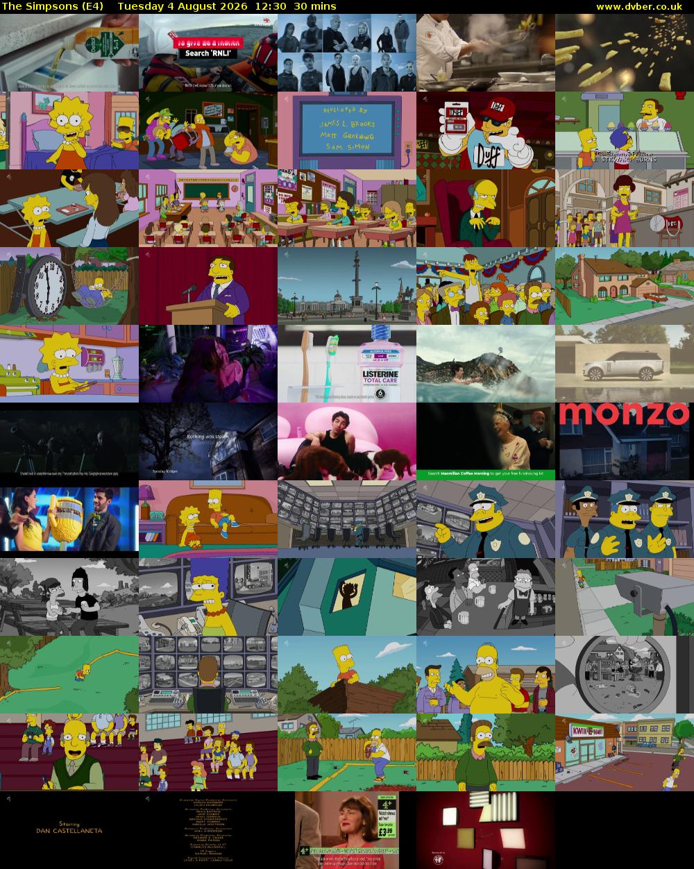 The Simpsons (E4) Tuesday 4 August 2026 12:30 - 13:00