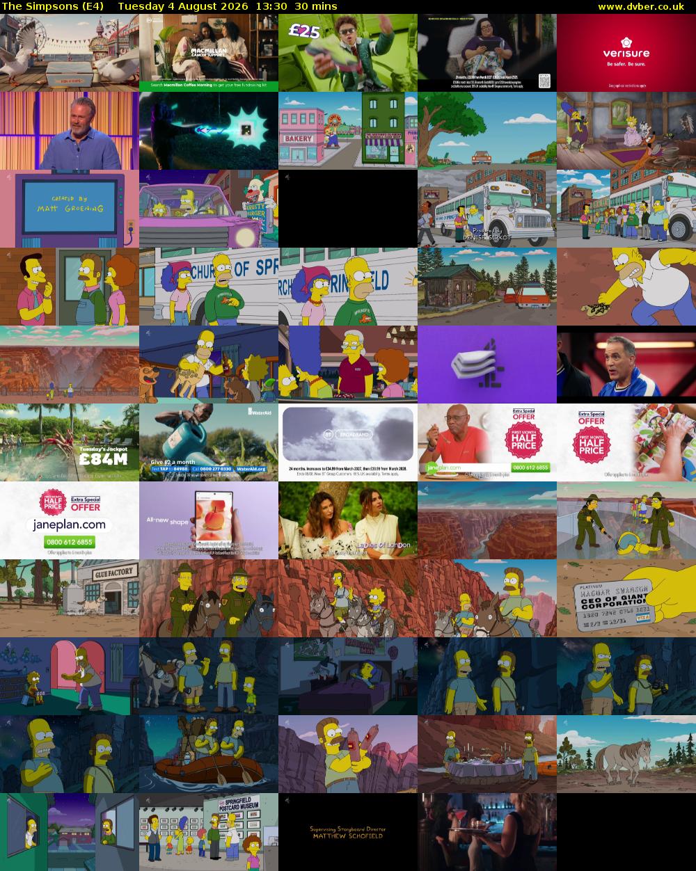 The Simpsons (E4) Tuesday 4 August 2026 13:30 - 14:00