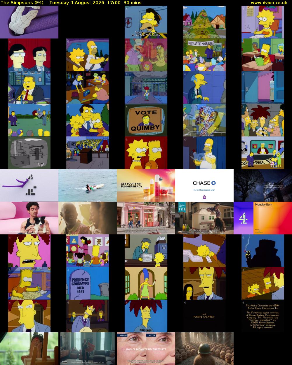 The Simpsons (E4) Tuesday 4 August 2026 17:00 - 17:30