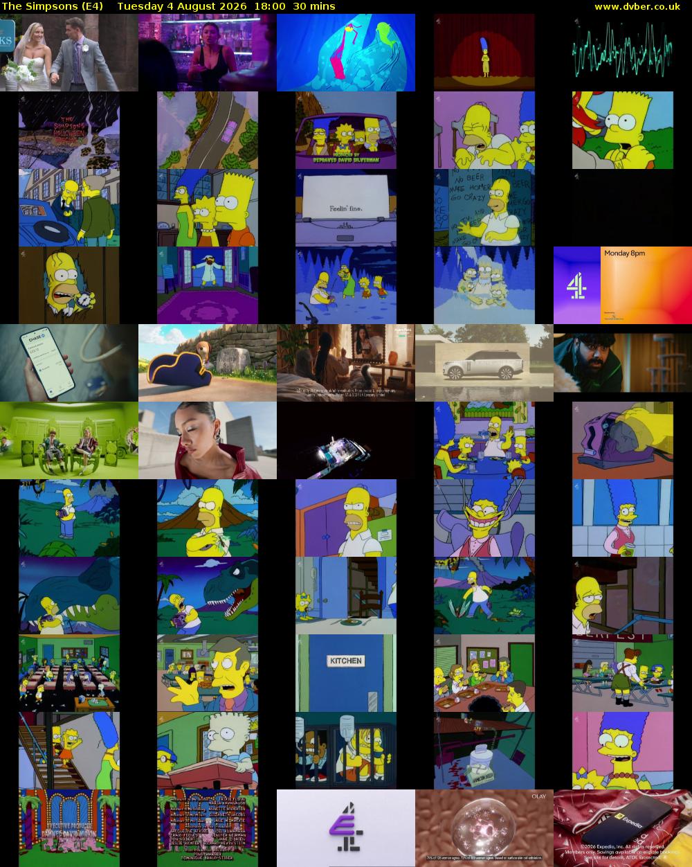 The Simpsons (E4) Tuesday 4 August 2026 18:00 - 18:30