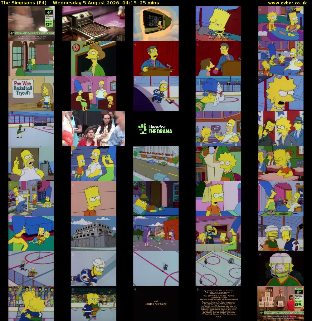 The Simpsons (E4) Wednesday 5 August 2026 04:15 - 04:40