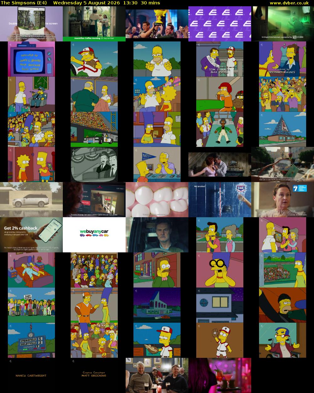 The Simpsons (E4) Wednesday 5 August 2026 13:30 - 14:00