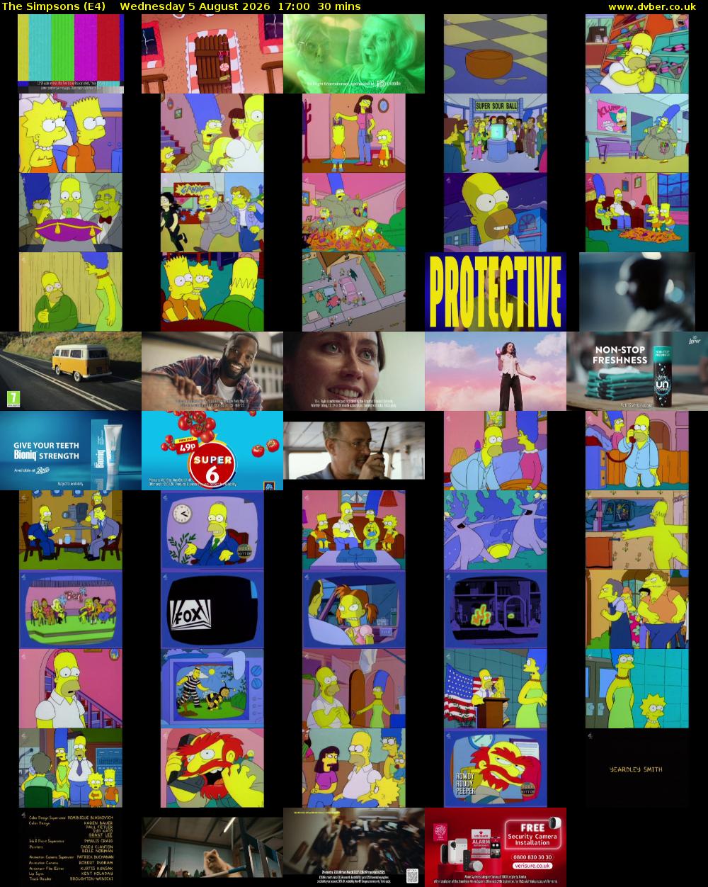 The Simpsons (E4) Wednesday 5 August 2026 17:00 - 17:30