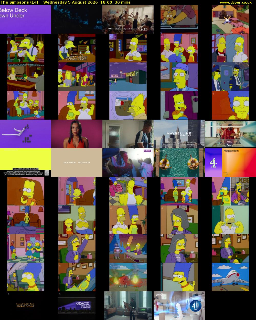 The Simpsons (E4) Wednesday 5 August 2026 18:00 - 18:30