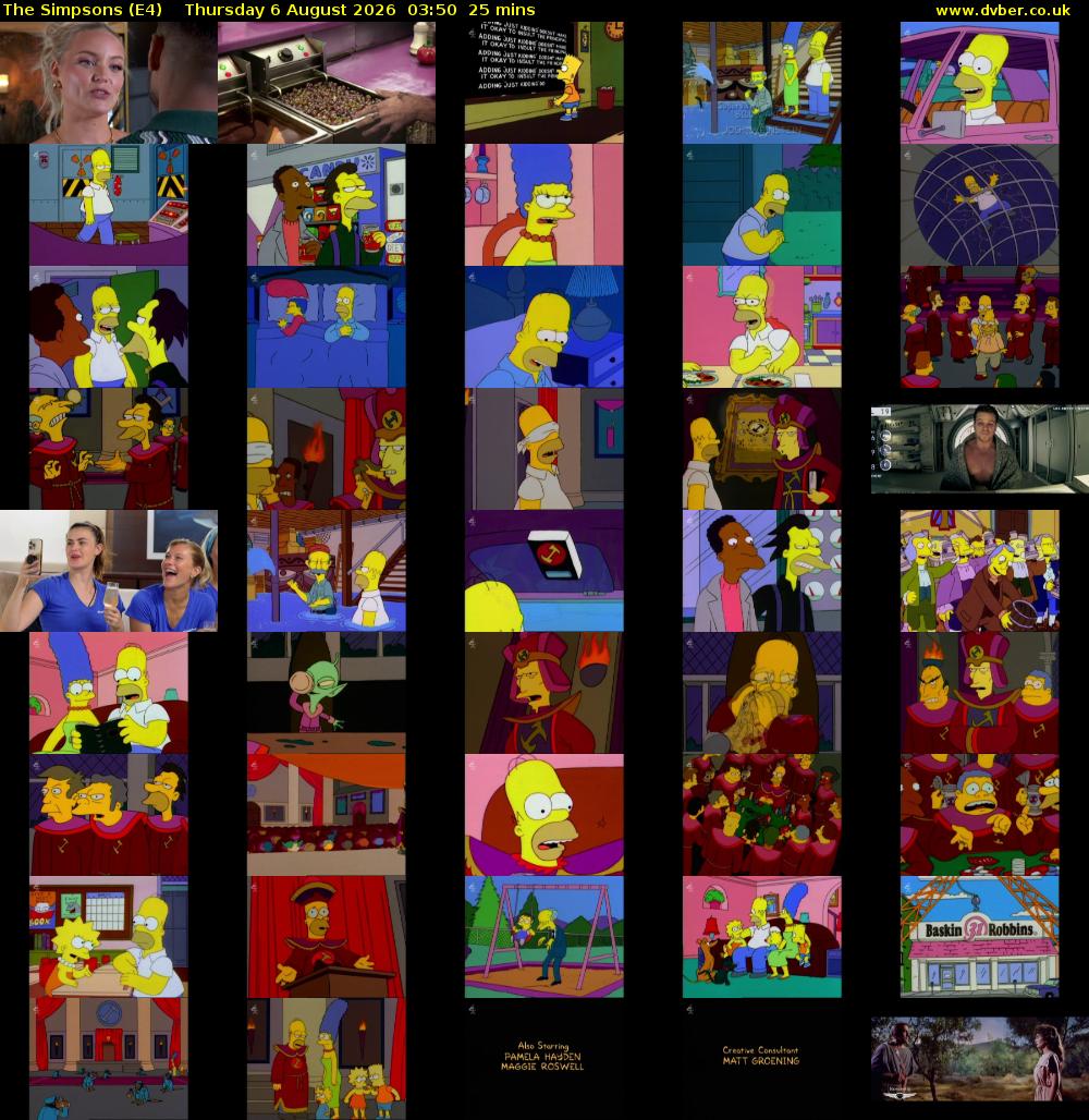 The Simpsons (E4) Thursday 6 August 2026 03:50 - 04:15