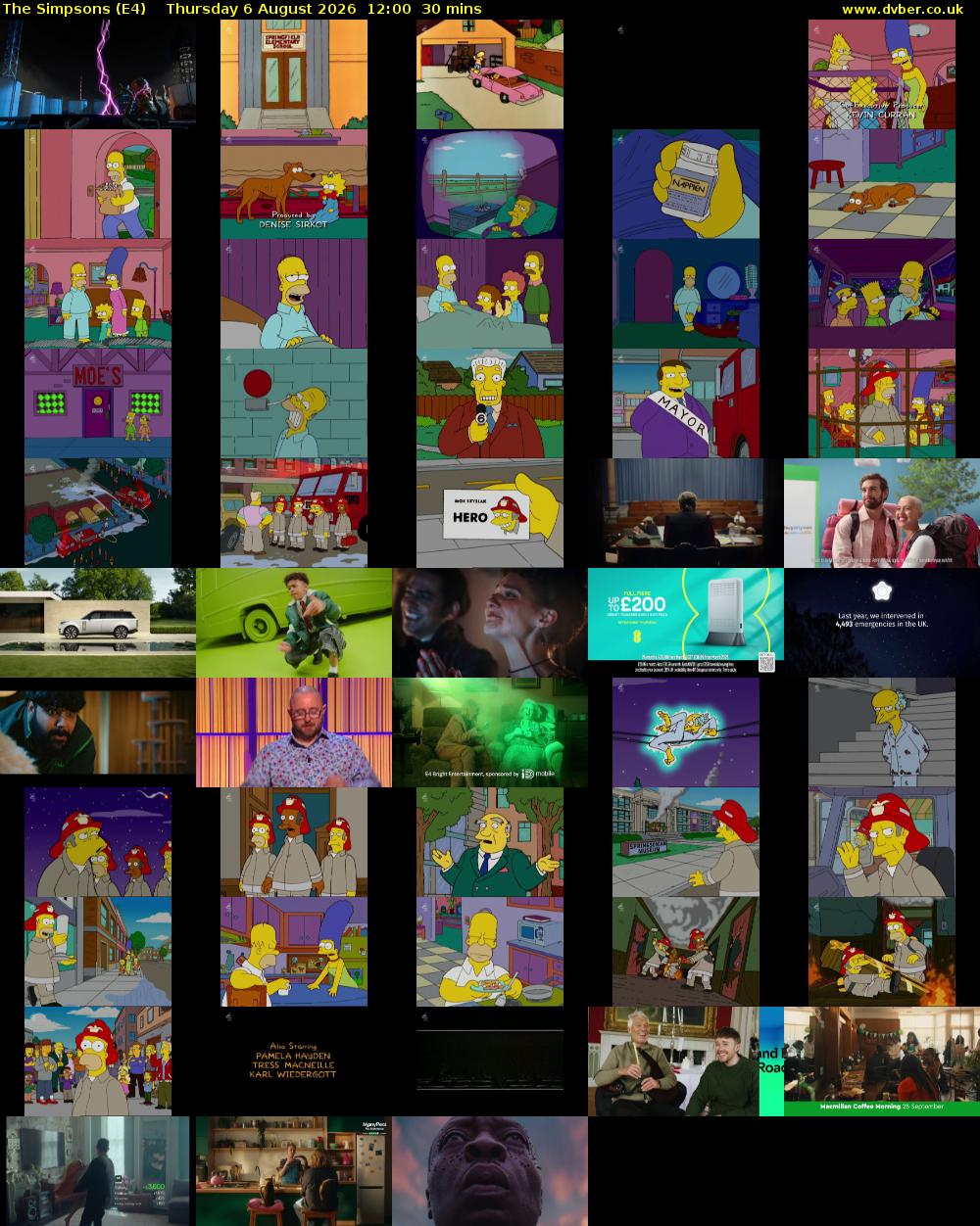 The Simpsons (E4) Thursday 6 August 2026 12:00 - 12:30
