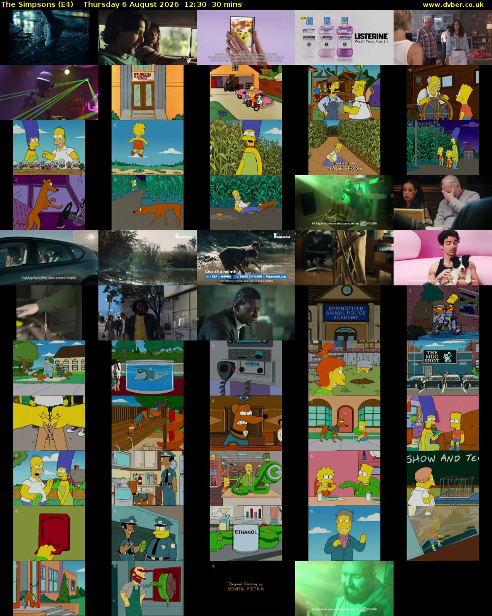 The Simpsons (E4) Thursday 6 August 2026 12:30 - 13:00