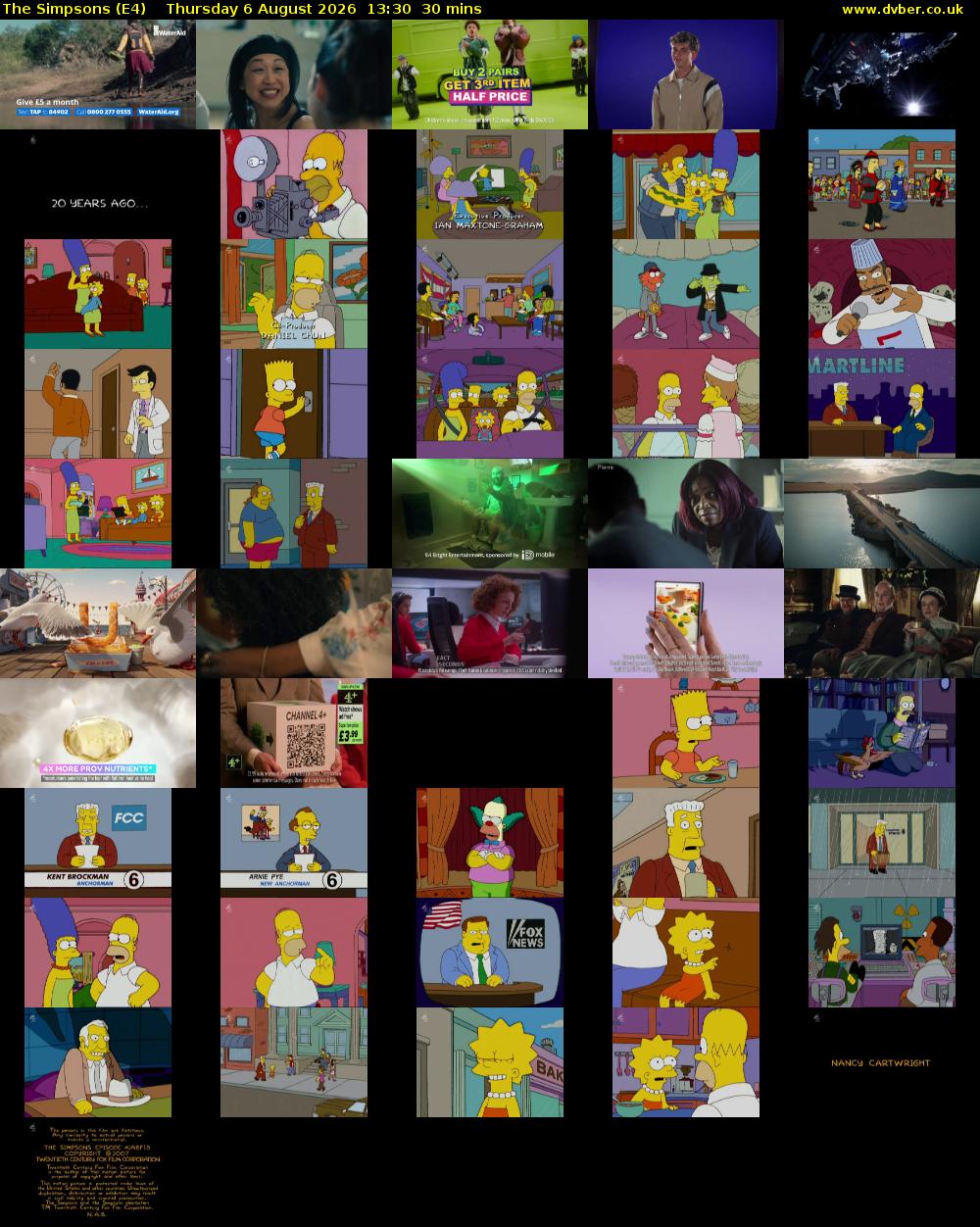 The Simpsons (E4) Thursday 6 August 2026 13:30 - 14:00