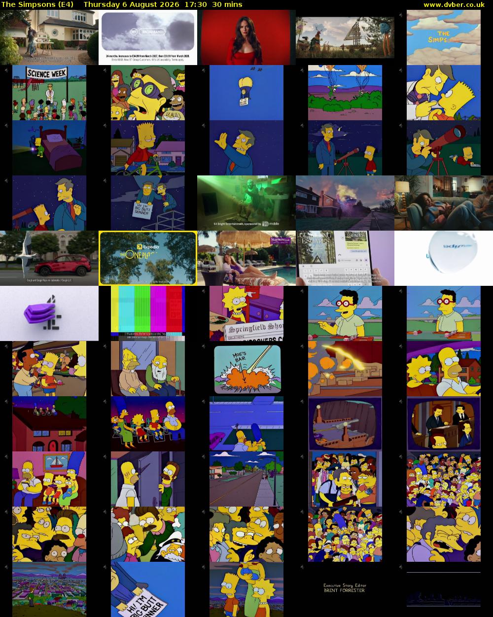 The Simpsons (E4) Thursday 6 August 2026 17:30 - 18:00