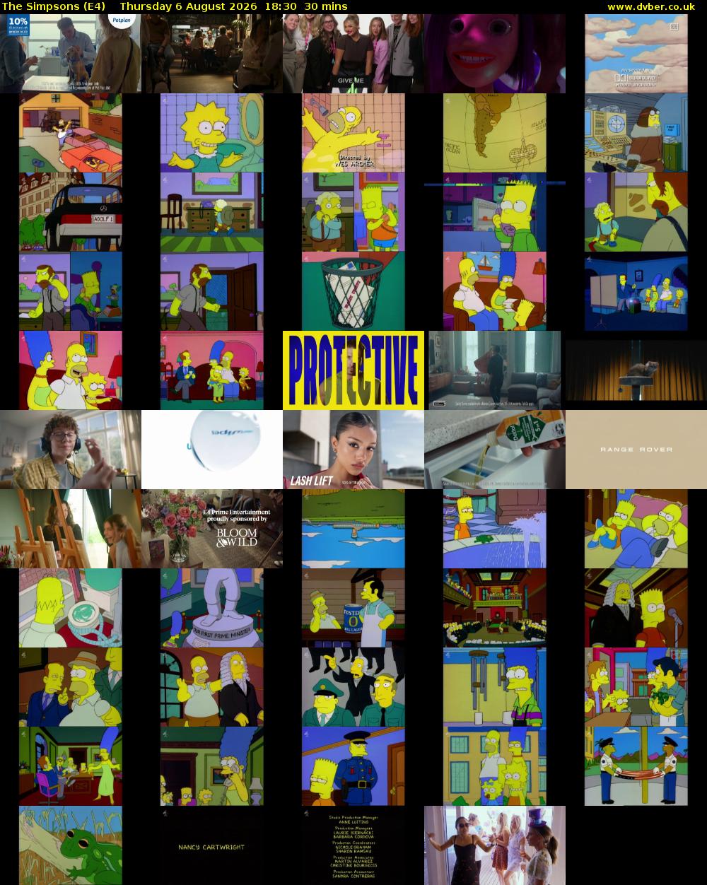 The Simpsons (E4) Thursday 6 August 2026 18:30 - 19:00