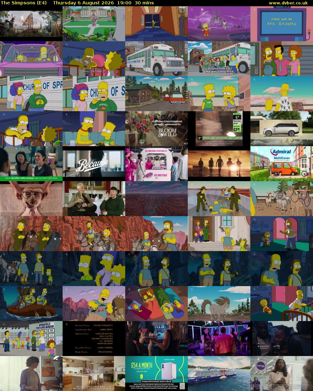 The Simpsons (E4) Thursday 6 August 2026 19:00 - 19:30