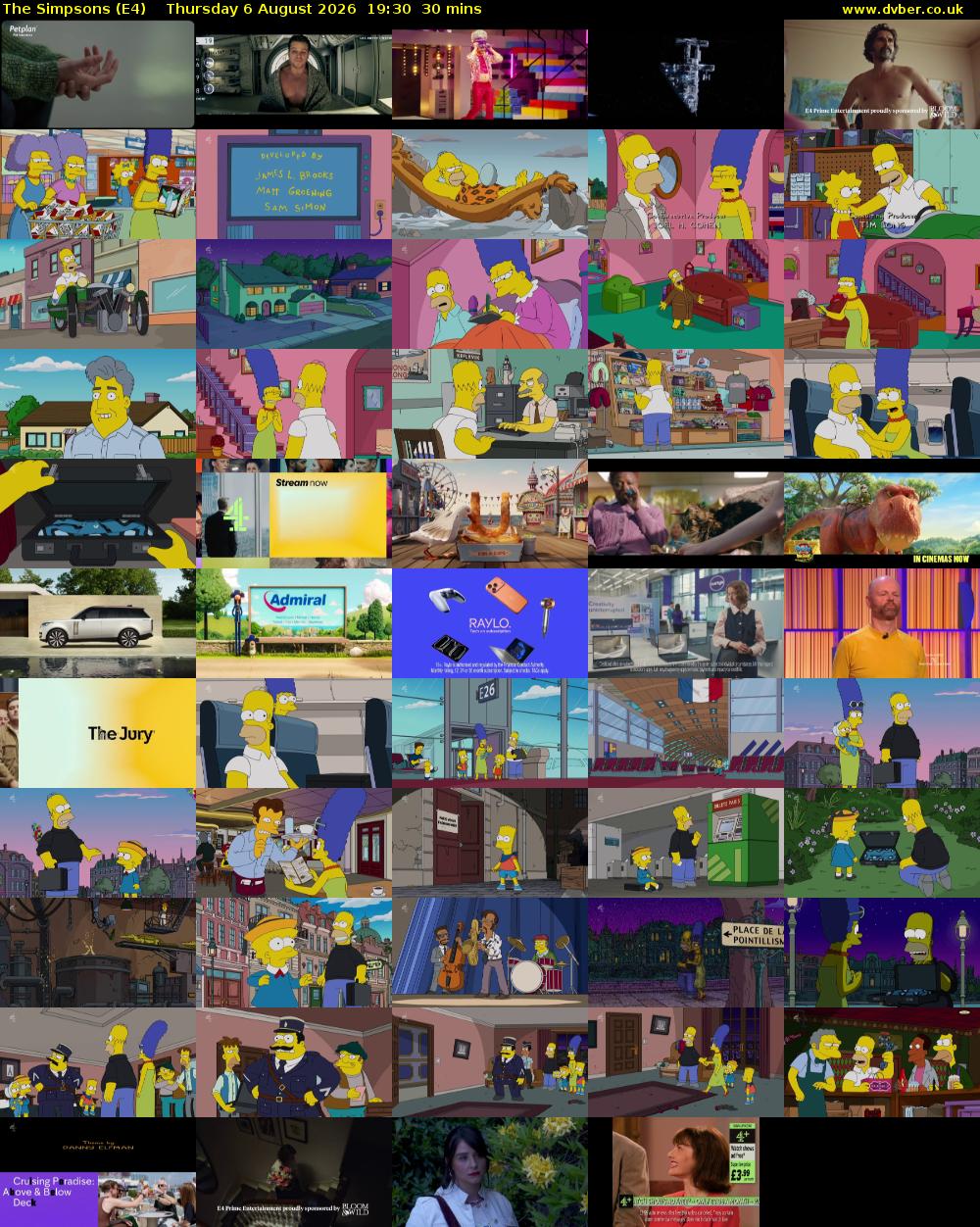 The Simpsons (E4) Thursday 6 August 2026 19:30 - 20:00