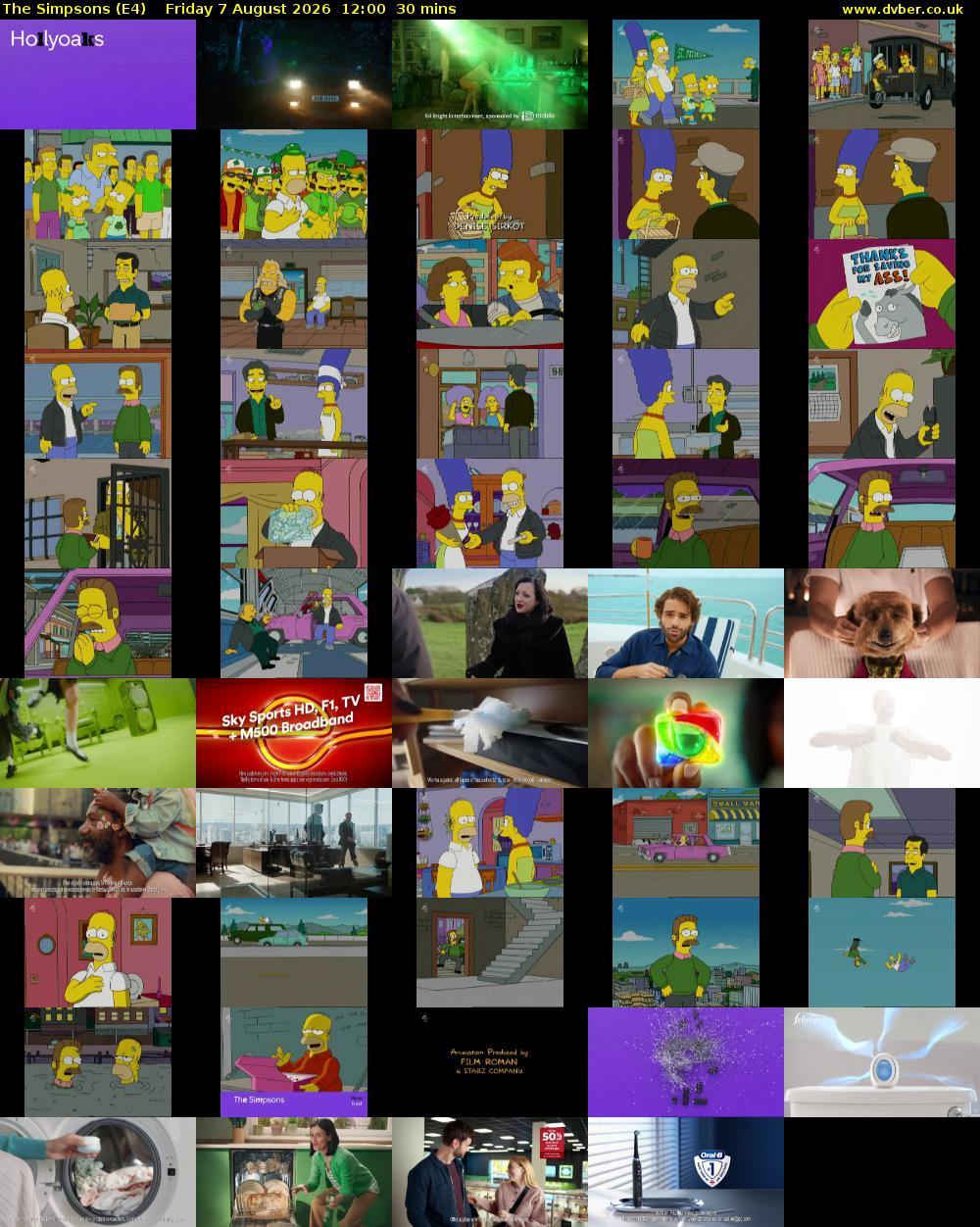 The Simpsons (E4) Friday 7 August 2026 12:00 - 12:30