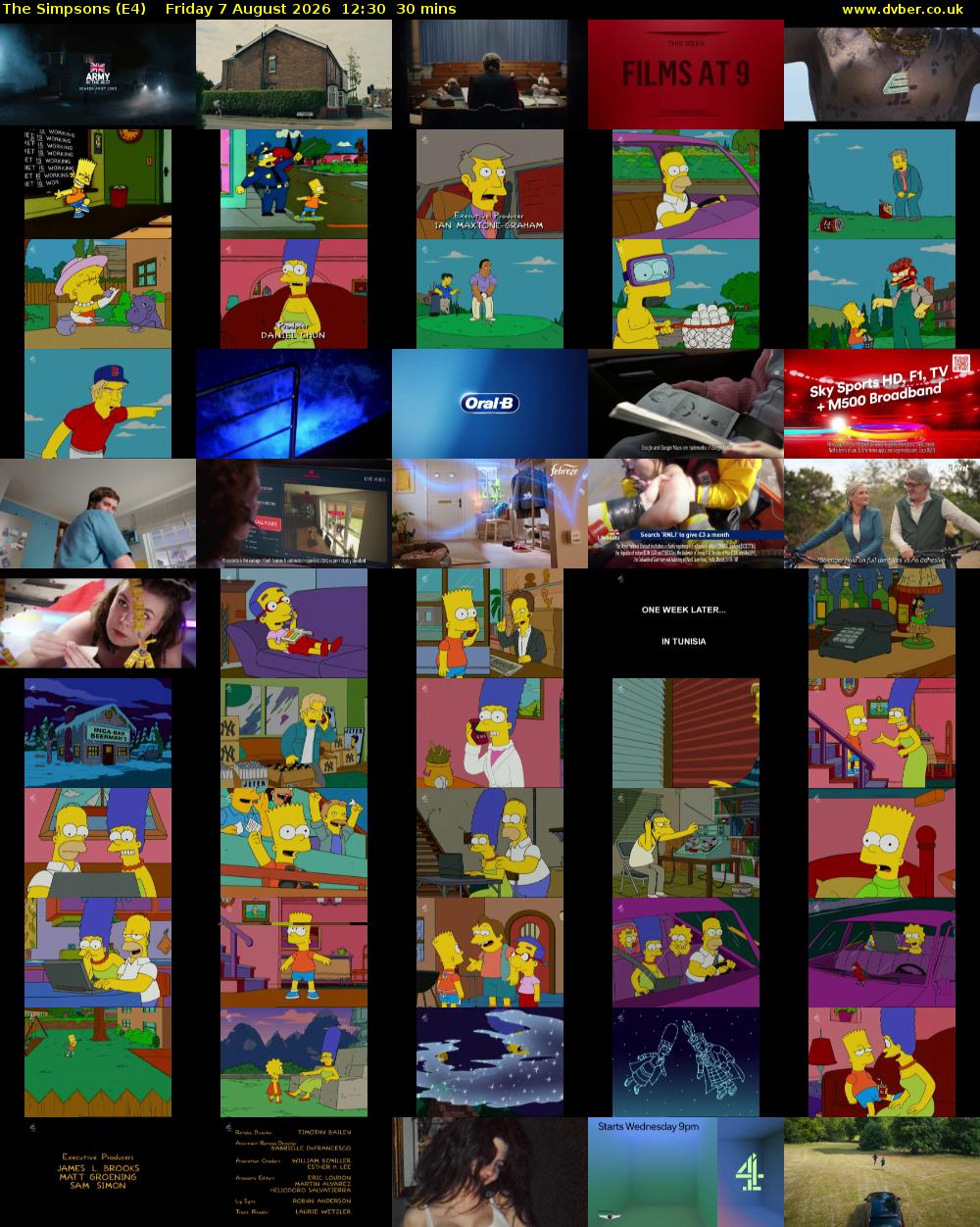 The Simpsons (E4) Friday 7 August 2026 12:30 - 13:00