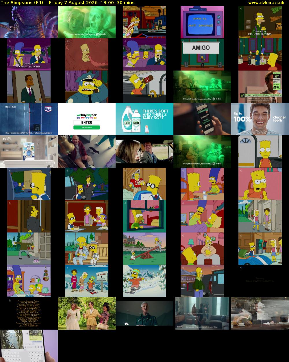 The Simpsons (E4) Friday 7 August 2026 13:00 - 13:30