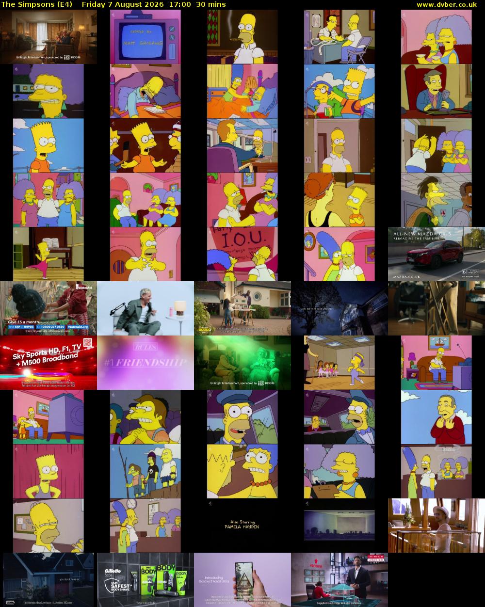 The Simpsons (E4) Friday 7 August 2026 17:00 - 17:30