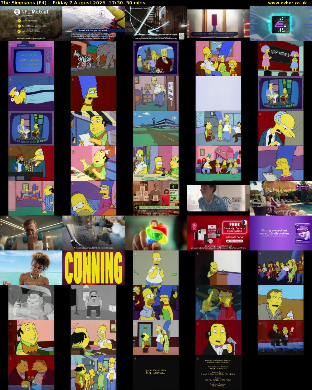 The Simpsons (E4) Friday 7 August 2026 17:30 - 18:00