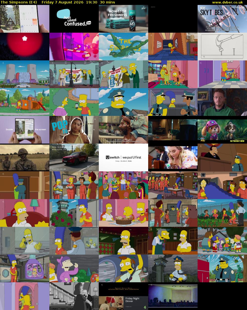 The Simpsons (E4) Friday 7 August 2026 19:30 - 20:00