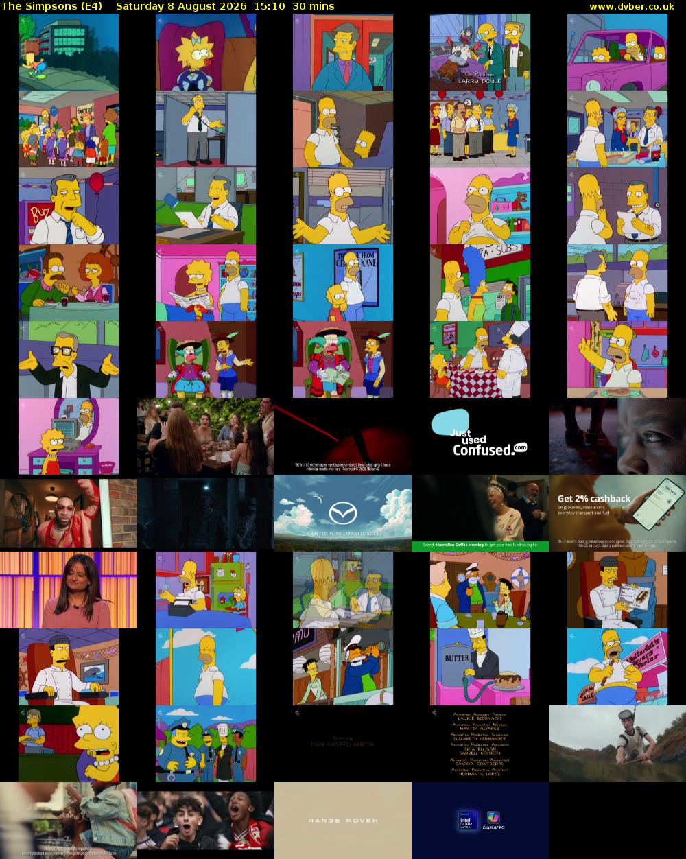 The Simpsons (E4) Saturday 8 August 2026 15:10 - 15:40
